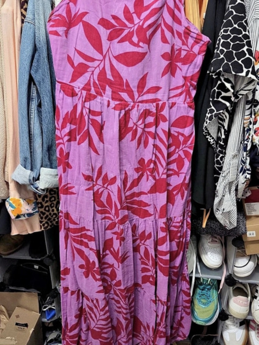 Old Navy Floral Maxi Dress Pink & Purple Size Medium